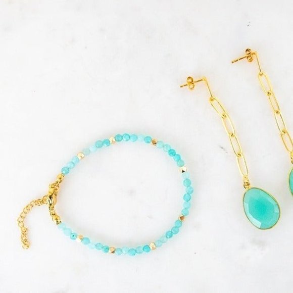 Bracelet BEAUTIFUL Vibrant color gemstone beaded bracelet Amazonite gift for her - Picture 11 of 12